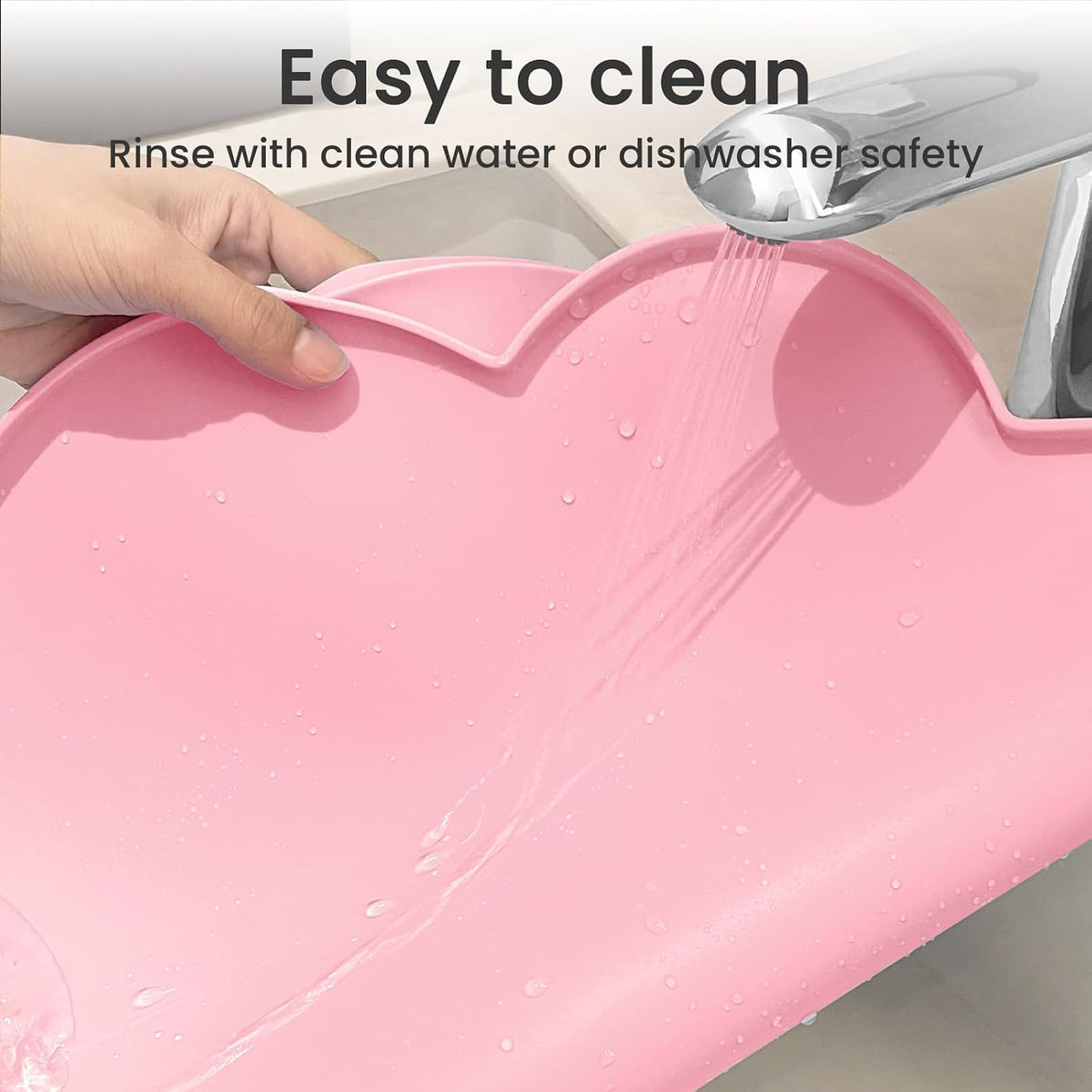 Silicone Pet Feeding Mat for Dogs and Cats, High-Lips Pet Placemat Non-Slip Waterproof Bowl Mats Prevent Food and Water Overflow, Puppy Dish Tray Mat Suitable for Small Medium Large Pets, Pink