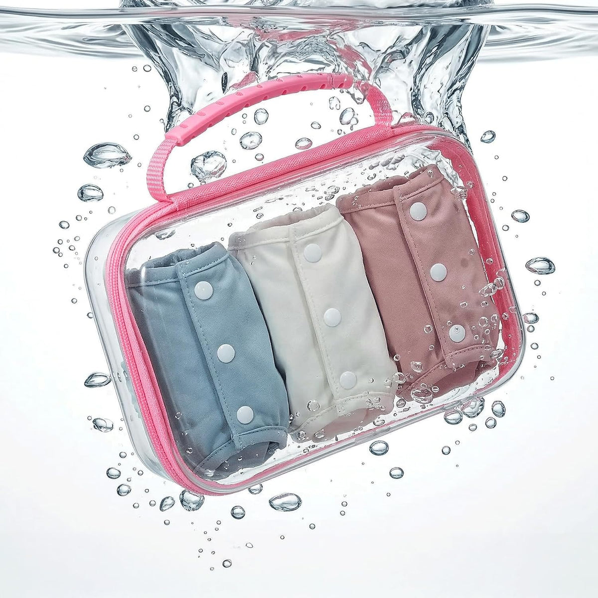Clear Hard Shell Organizer Cases, 3 Pack with Handle