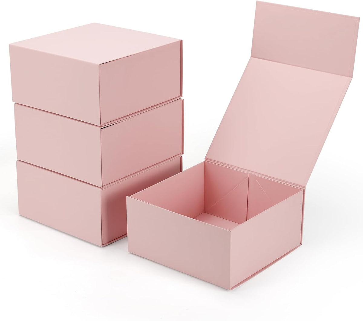 4 Pack 8x8x4 Inches Gift Boxes with Magnetic Closure Lids, Pink Magnetic Box for Wedding, Groomsmen Bridesmaid Proposal, Birthdays, Mother's Day