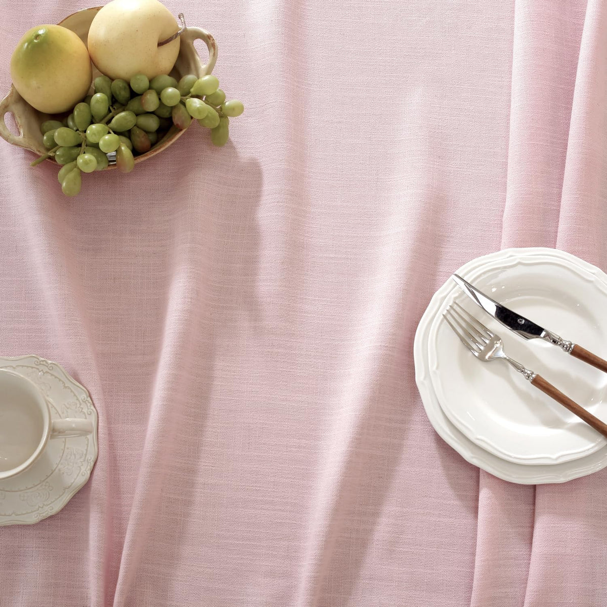 Light Pink Rectangle Tablecloth with Tassels 55x90 Inch