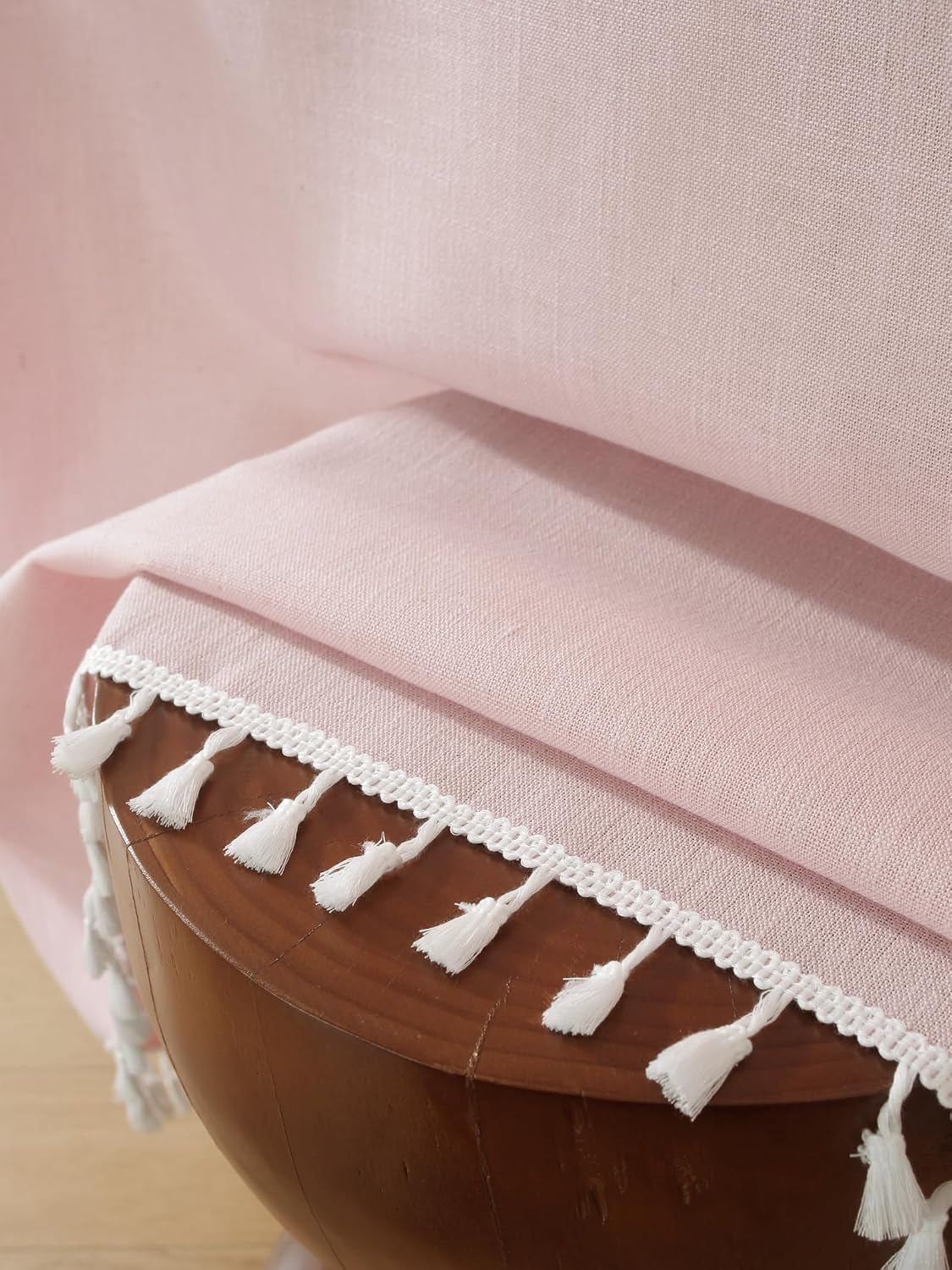 Light Pink Rectangle Tablecloth with Tassels 55x90 Inch