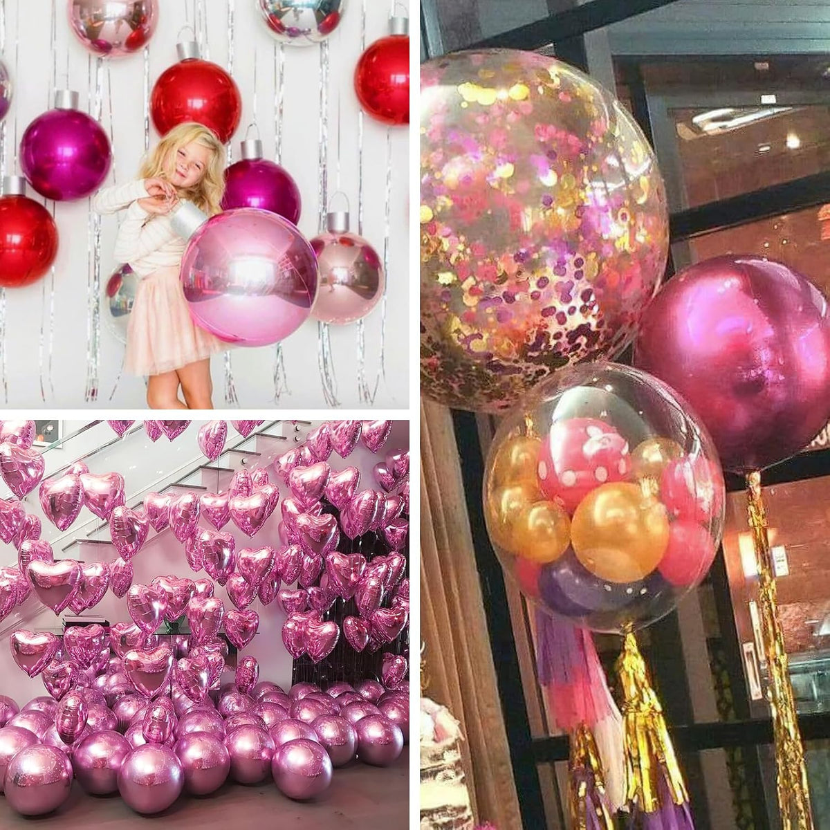 Pearl Pink Large Round Giant 4D Jumbo Foil Balloons 6pcs 22 Inch