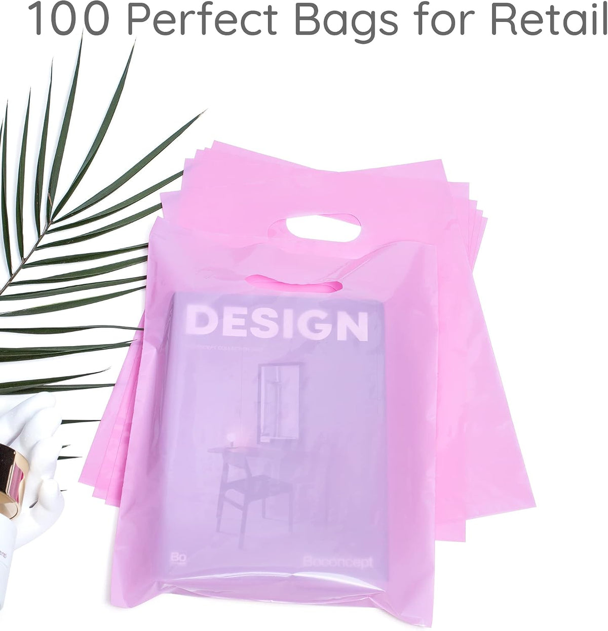 100 Pastel Pink Plastic Bags With Handles 9x12 Merchandise Bags