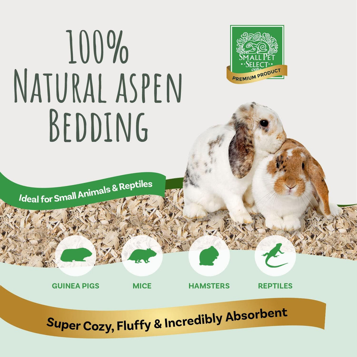 Small Pet Select Premium Natural Aspen Bedding, Animal Bedding for Small Indoor and Outdoor Pets, Made in The USA, Jumbo Size 282 L (2 Pack, 141 L Each)