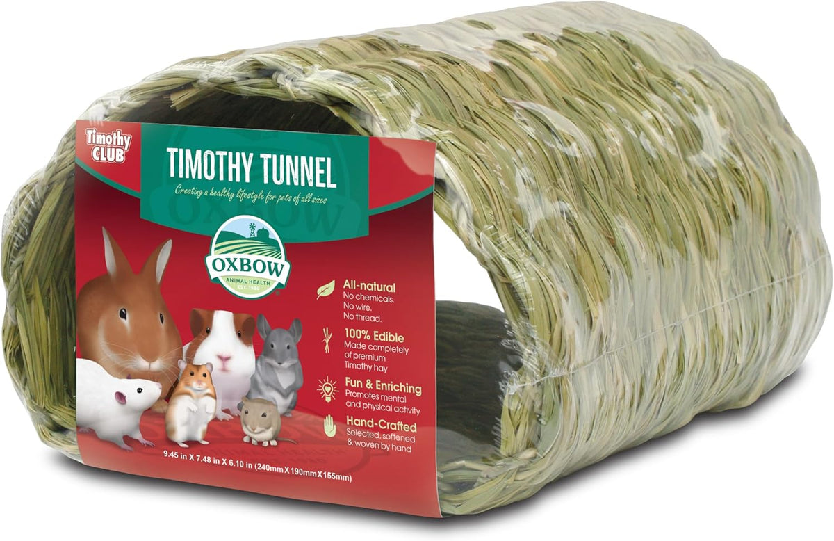 Oxbow Timothy Hay Tunnel, Guinea Pig Hideout, Rabbit & Bunny Tunnel, Edible & Hand-Woven Guinea Pig House, No Wires or String, Small Pet Accessories, for Rabbits, Chinchillas & Rats