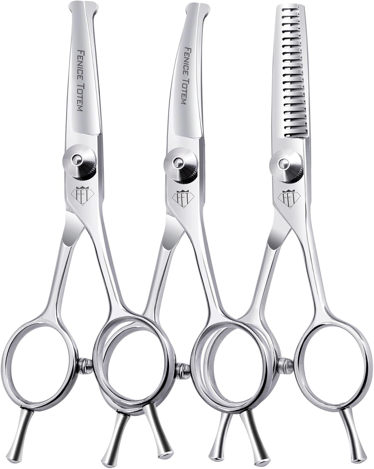 Dog Grooming Scissors: 3 in 1 Pet Shears Set Made of Advanced JP440C Stainless Steel Alloy for Trimming Dogs Cats and Other Pets Face and Paws