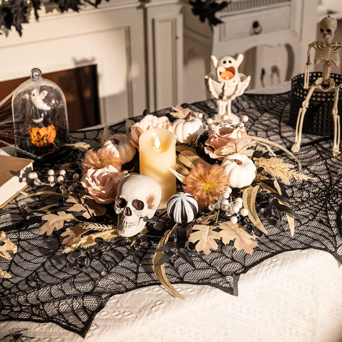 18" Halloween Wreath for Front Door Decor with Lights