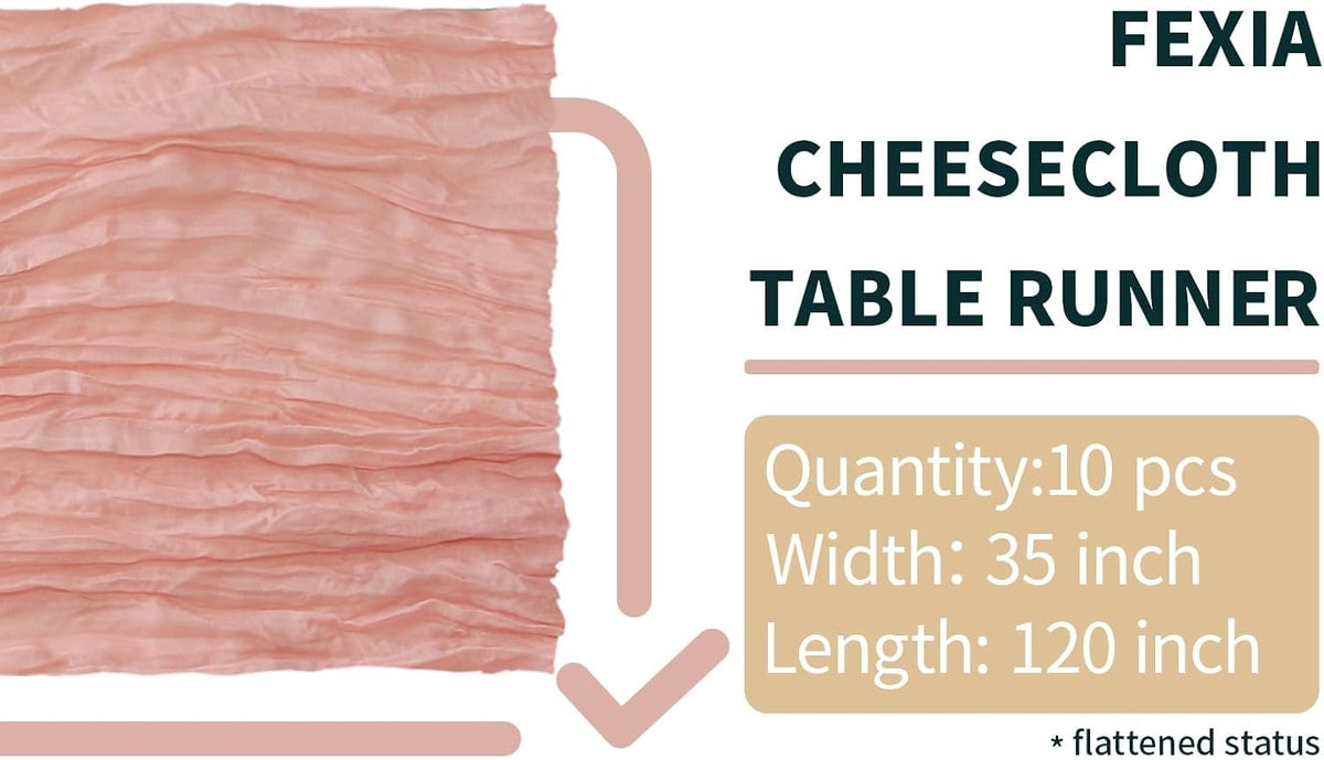 10Pc Pink Cheesecloth Table Runner Girl Baby Shower Bridal Decoration