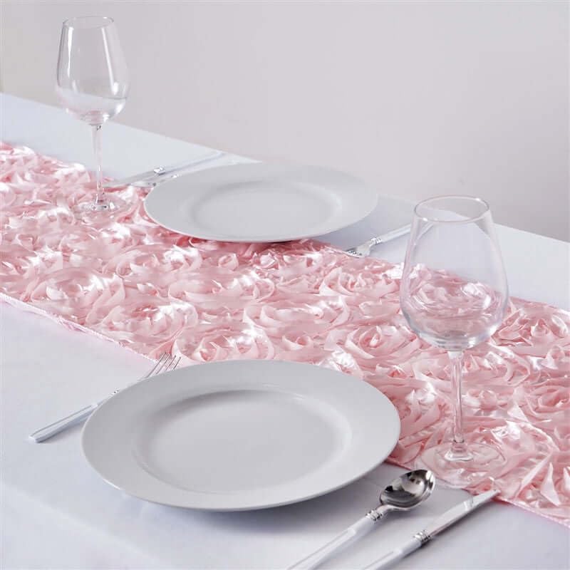 Wonderland Rosette Premium Table Runners for Weddings Party Banquets Decor Fit Rectangle and Round Table - Blush