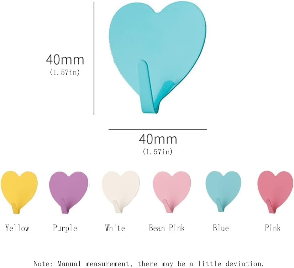 12 Pack Heart Wall Hooks, Kawaii Room Decor Hooks