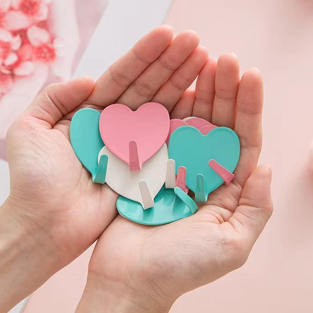 12 Pack Heart Wall Hooks, Kawaii Room Decor Hooks