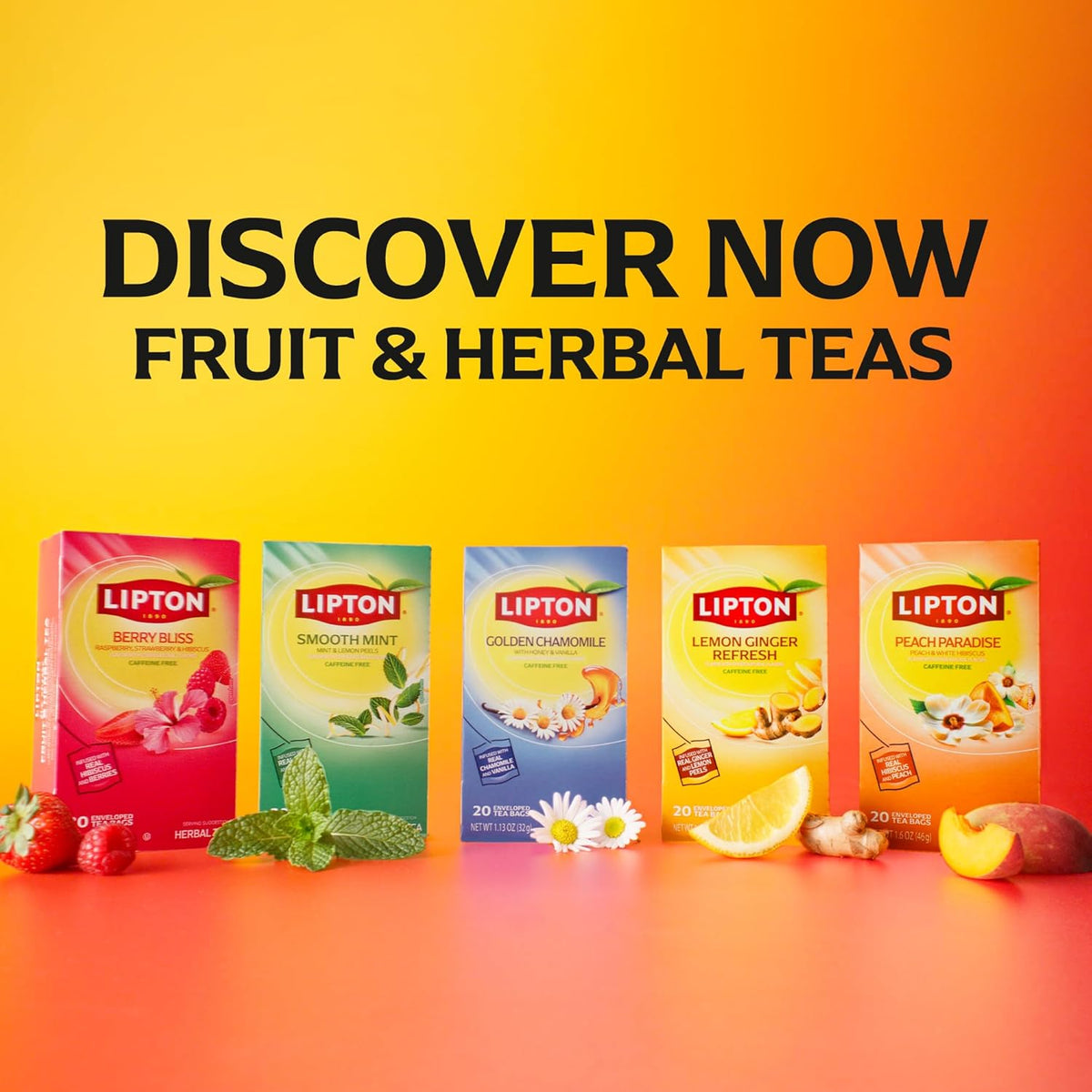 Peach Paradise Herbal Tea Bags 80-Count Caffeine Free White Hibiscus and Peach Fruit Tea Individually Wrapped Hot or Iced Tea Bags for Relaxation and Wellness