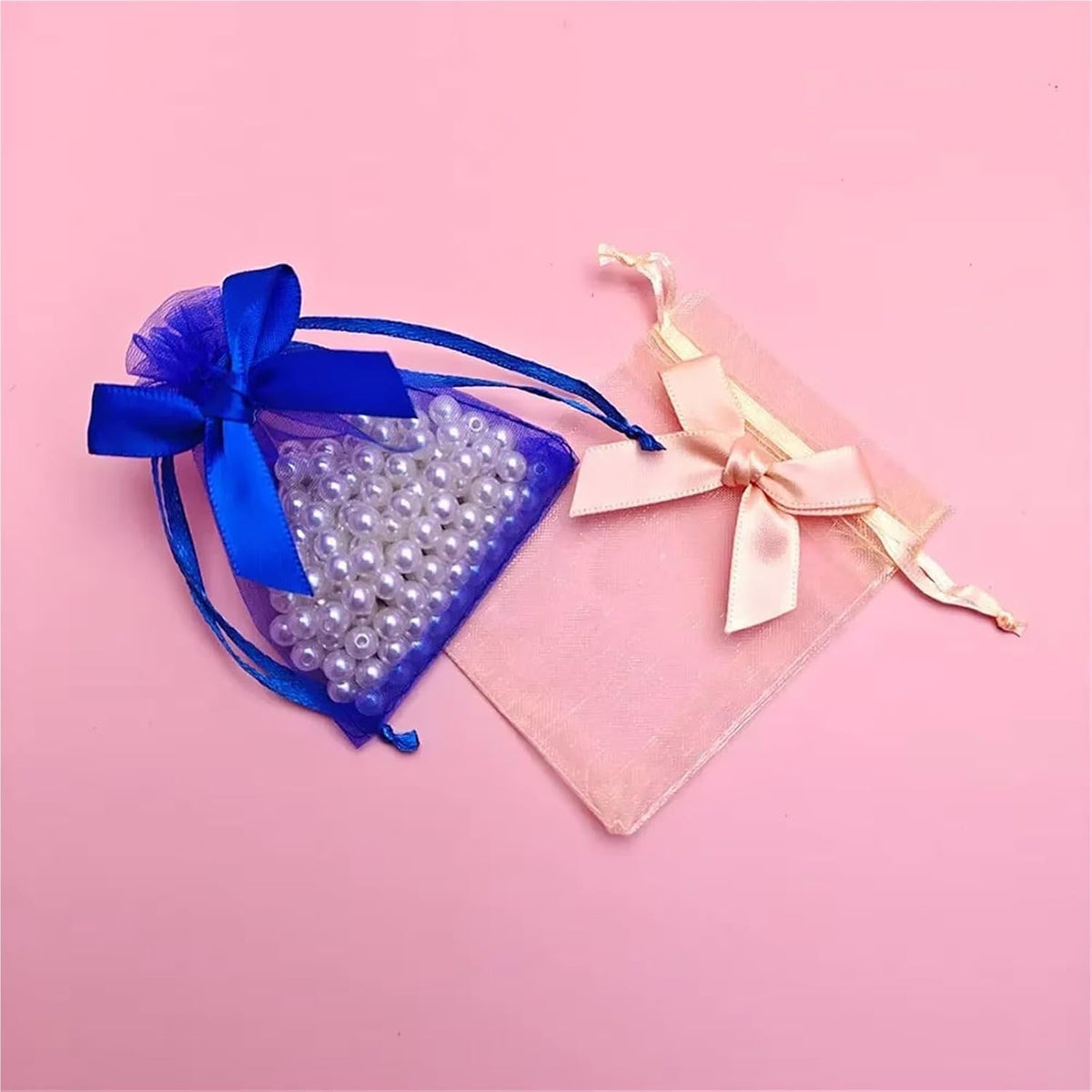 Cookie Packaging Bag 100pcs Bowknot Organza Gift Bag 7x9 9x12 10x15 Jewelry Bags Wedding Party Jewelry Candy Drawstring Packaging Pouch Gift Bag(Peach,10X15cm)