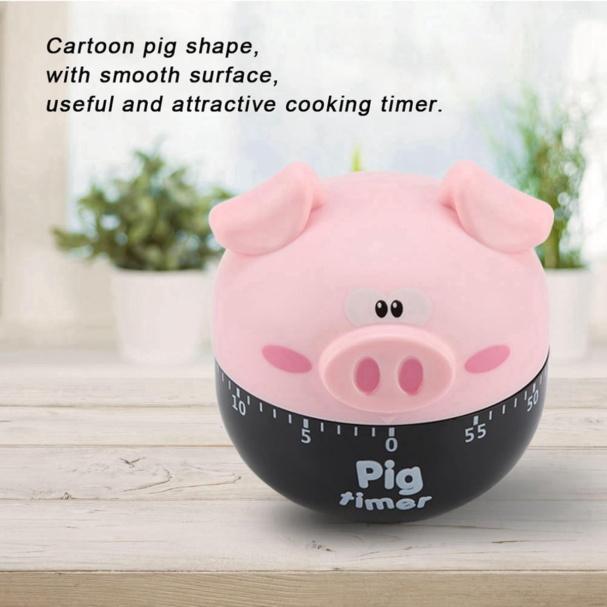 Cute Cartoon Pig Kitchen Timer Mechanical Timers Counters for Cooking Timing Tool Portable Alarm Clock Kitchen Cooking Tool Cooking Mechanical Home Decor Counter (Pink)