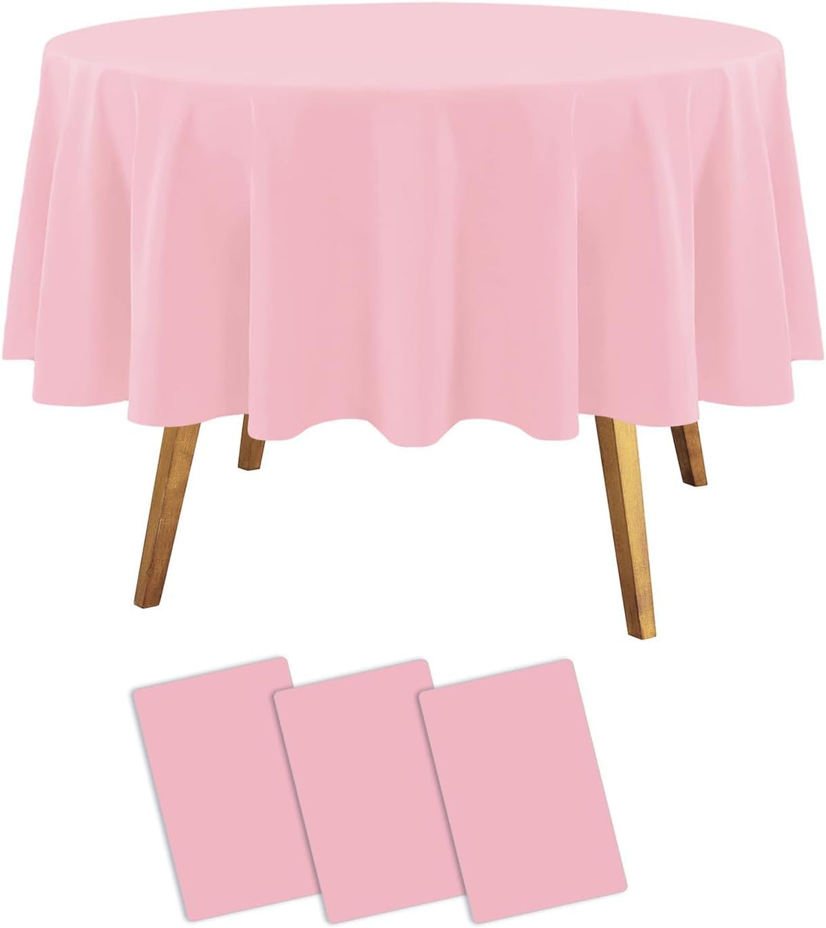 Round Tablecloths,3 Pack 84 Inch Round Plastic Tablecloths Disposable Table Covers Pink Tablecloth for Indoor or Outdoor Parties Birthdays Weddings Holiday Dinner Anniversary Buffet Table