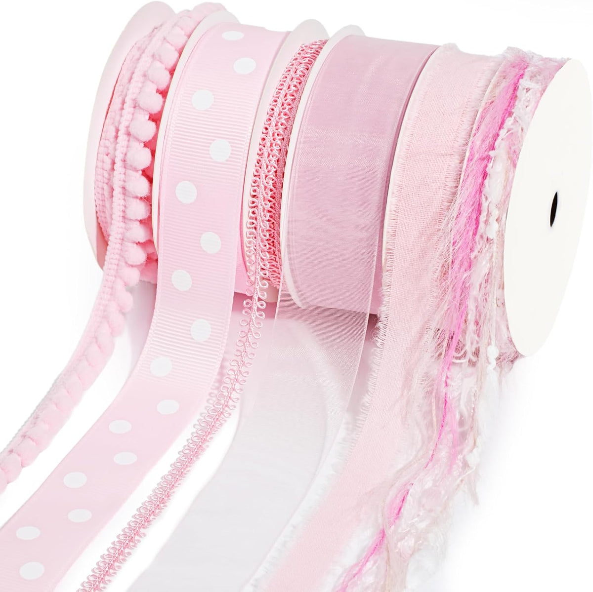 Pink Ribbons for Crafts 6 Rolls Baby Pink Ribbons