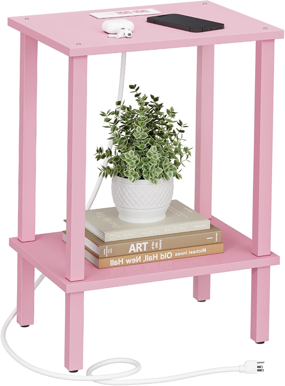 TUTOTAK End Table with Charging Station, Side Table, Nightstand