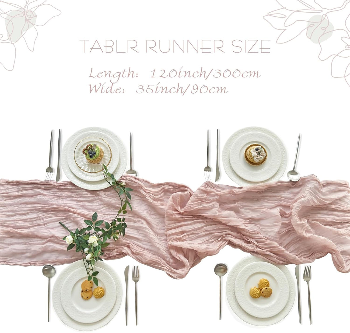 4 Pack Pink Cheesecloth Table Runner for Fall Birthday Party Home Decor