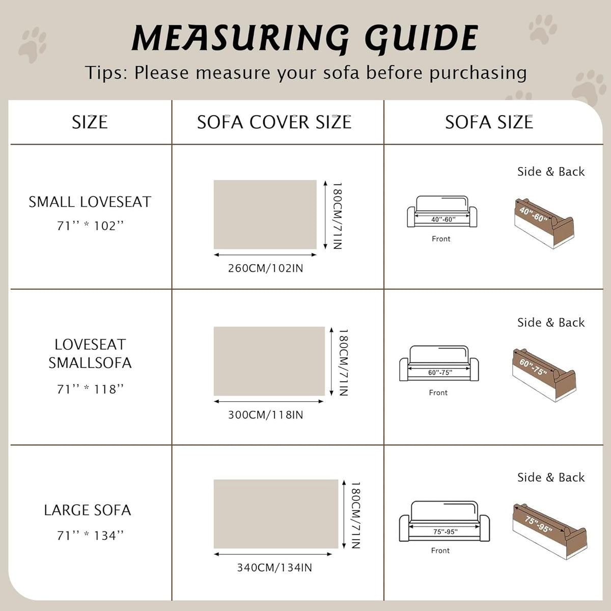 PuTian 100% Waterproof Couch Cover for Dogs - Anti-Scratch Washable Non Slip 2 Cushion Cover Blanket for L Shaped Sectional Recliner Chair Sofa Slipcover for Pet Cats Kids, 71X118 in Creamy