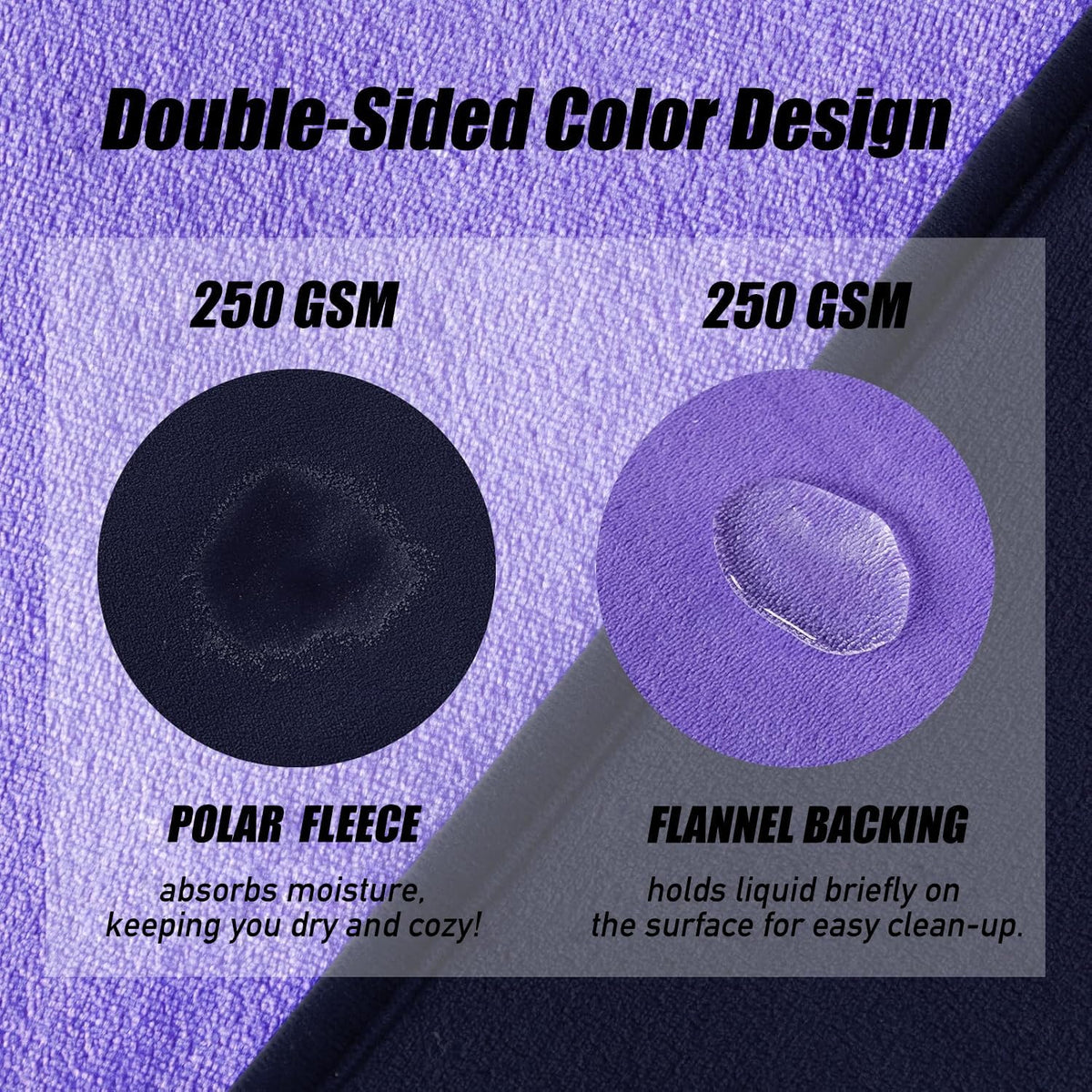 Waterproof Blanket for Couch Bed, Double Side Leakproof Dog Throw Blanket Flannel Fleece 3 Layer Lightweight Blanket (Dark-Light Purple, 60"×80")