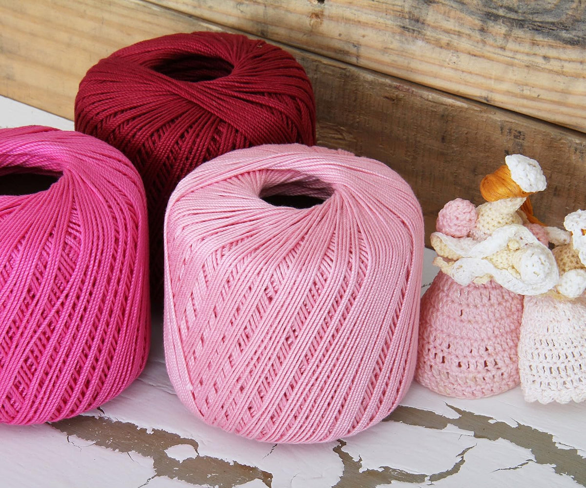 100% Cotton Crochet Thread Size 10, Light Pink 4 | Soft pure cotton crochet thread for lace, doilies, amigurumi and crafts. Smooth finish with crisp stitch definition.