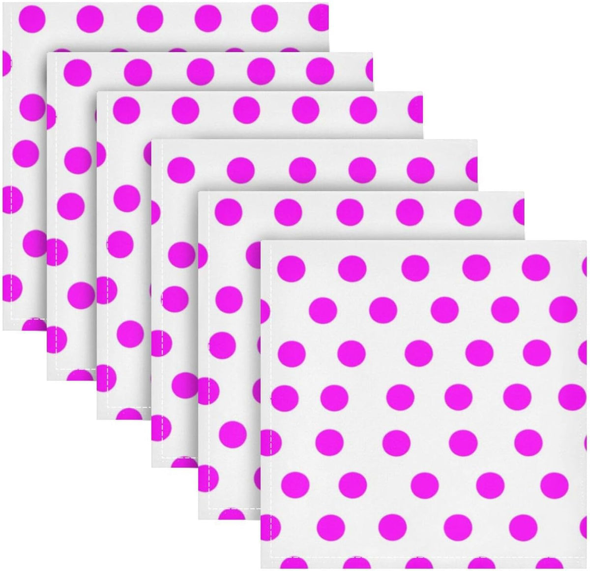 Pink Polka Dots Cloth Napkins Set of 4, Reusable Washable Dinner Table Napkins for Wedding Banquets Party Decor, 20x20 Inch