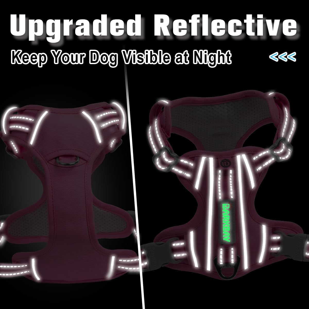 Dog Harness No Pull with ID Tag Pocket - Heavy Duty, Reflective, Easy Control for Large Dogs(Pink,M)