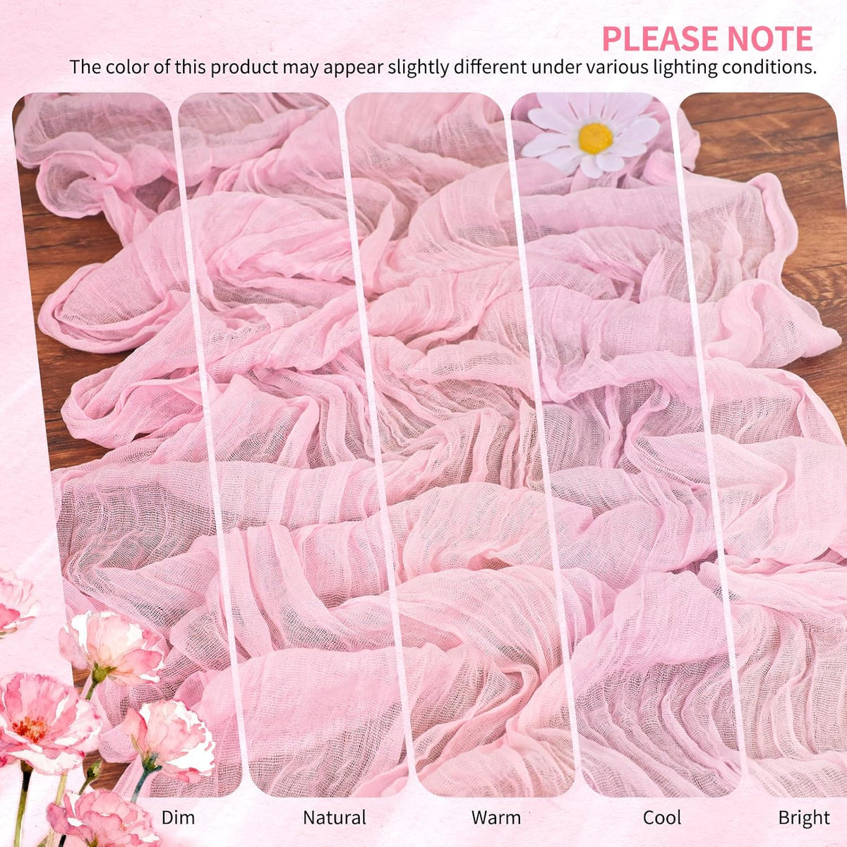 18 Pack Cheesecloth Table Runner 10FT Light Pink Table Runner Boho Gauze Cheese Cloth Table Runners Long Rustic Sheer Table Decorations for Wedding Party Baby Bridal Shower Birthday Holiday Home