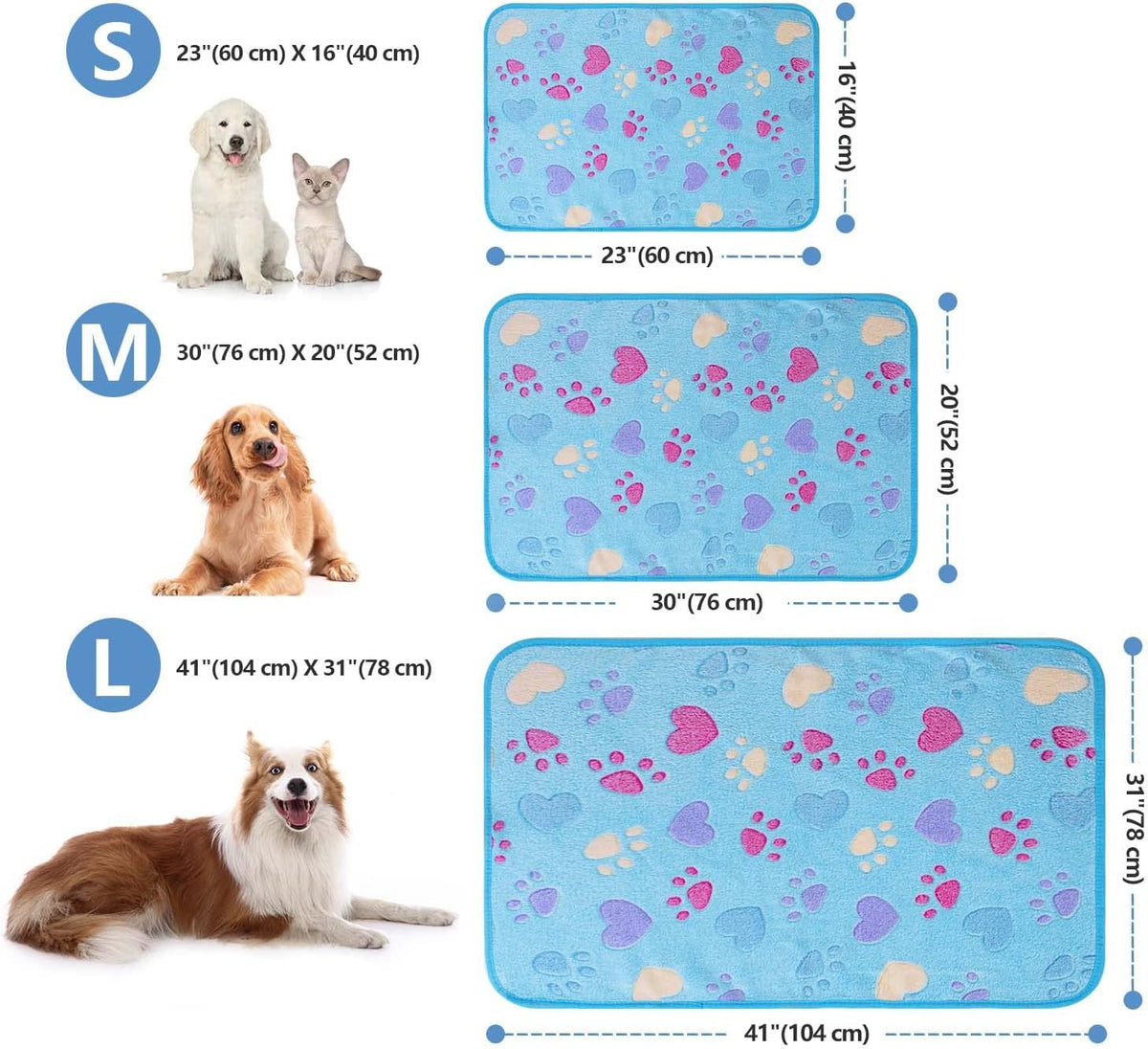 LeapSheep Pet Blankets for Dogs Cats - 3Pack Heart Pattern Super Soft Fluffy Dog Blankets for Small Medium Large Doggy Kitten (Heart, Small)