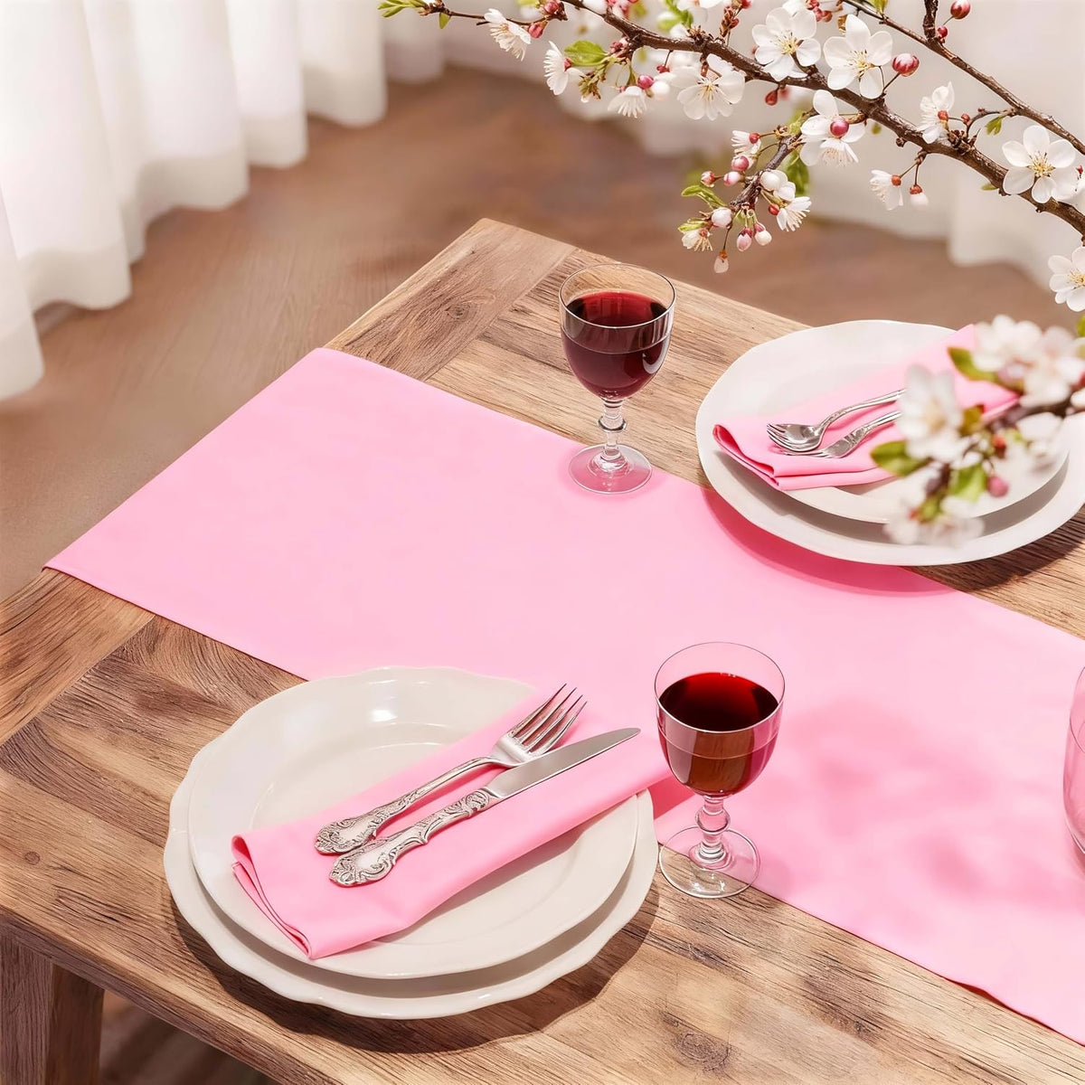 Pink Waterproof Decorative Table Runner 36 Inches Long