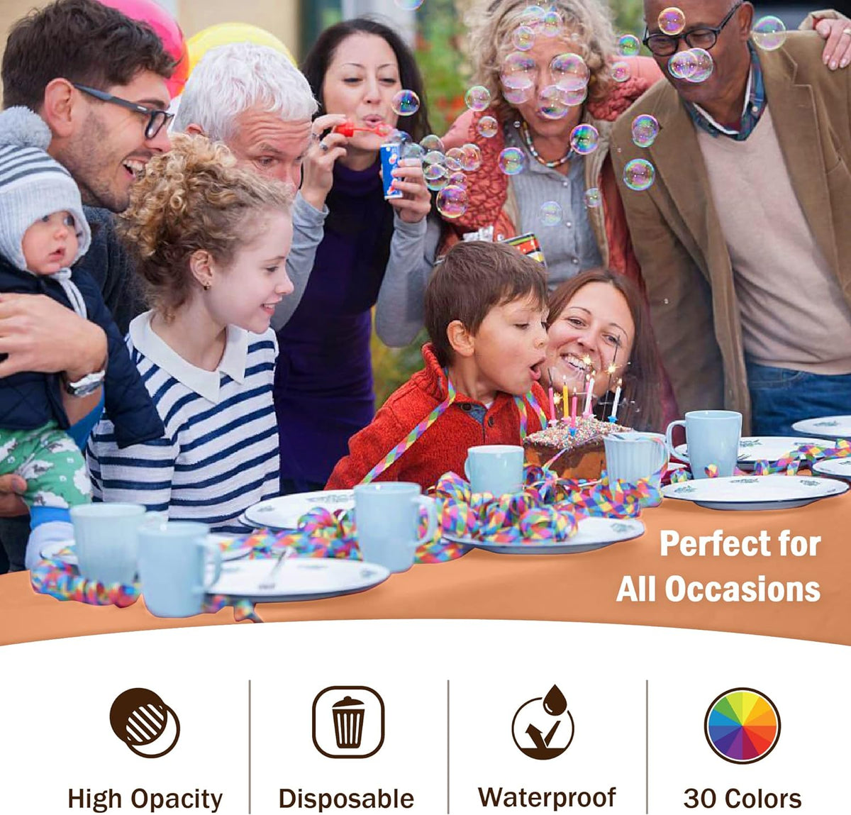 Peach Plastic Table Cloth Disposable 6 Pack - 54 x 108 Inch Rectangle Tablecloth for 6 Foot Tables - Waterproof Table Cover for Party Wedding Birthday Graduation BBQ Catering