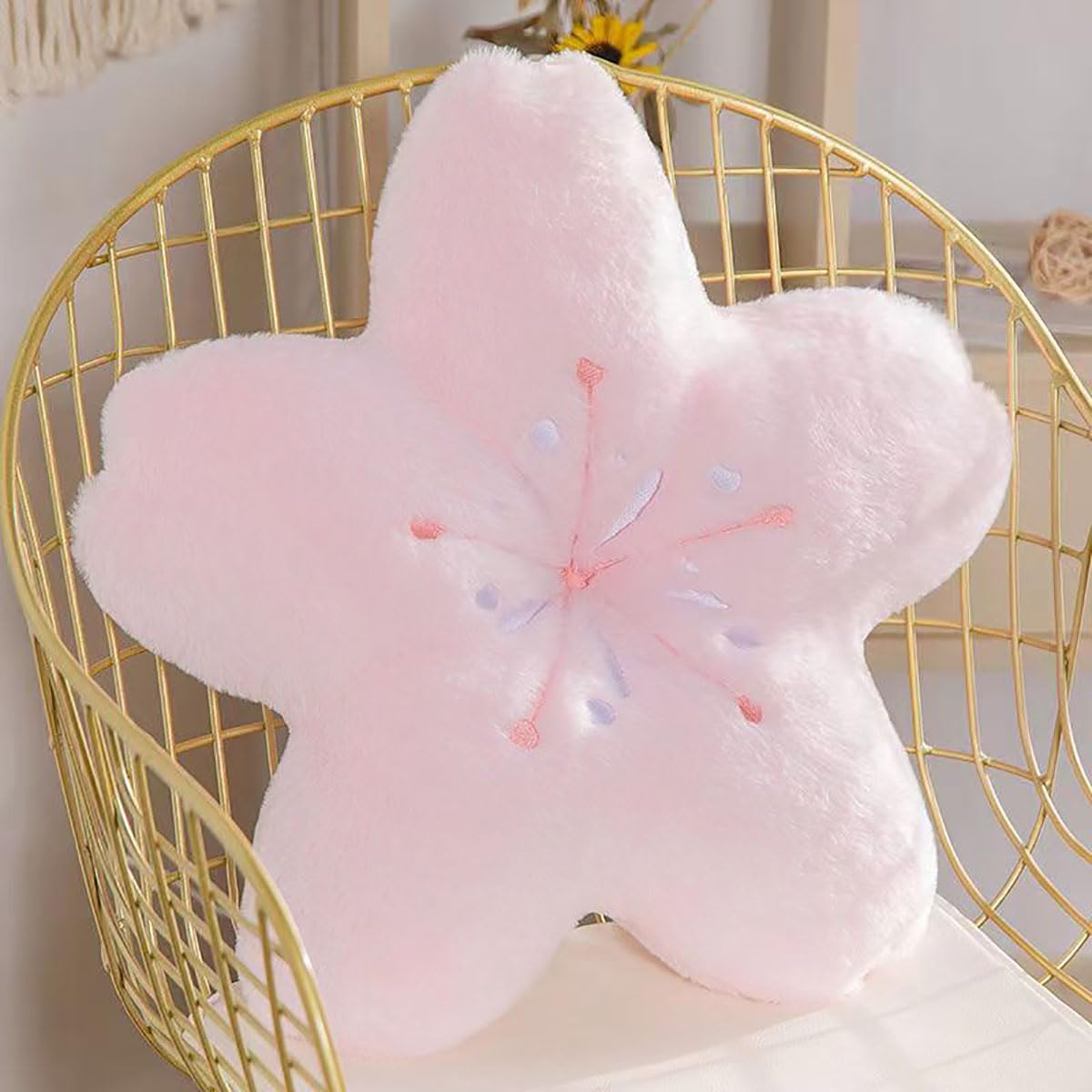 Cherry Blossom Plush Throw Pillow Living Room Sofa Pillow Flower Chair Cushion Throw Pillow (15.74 * 15.74, Pink)