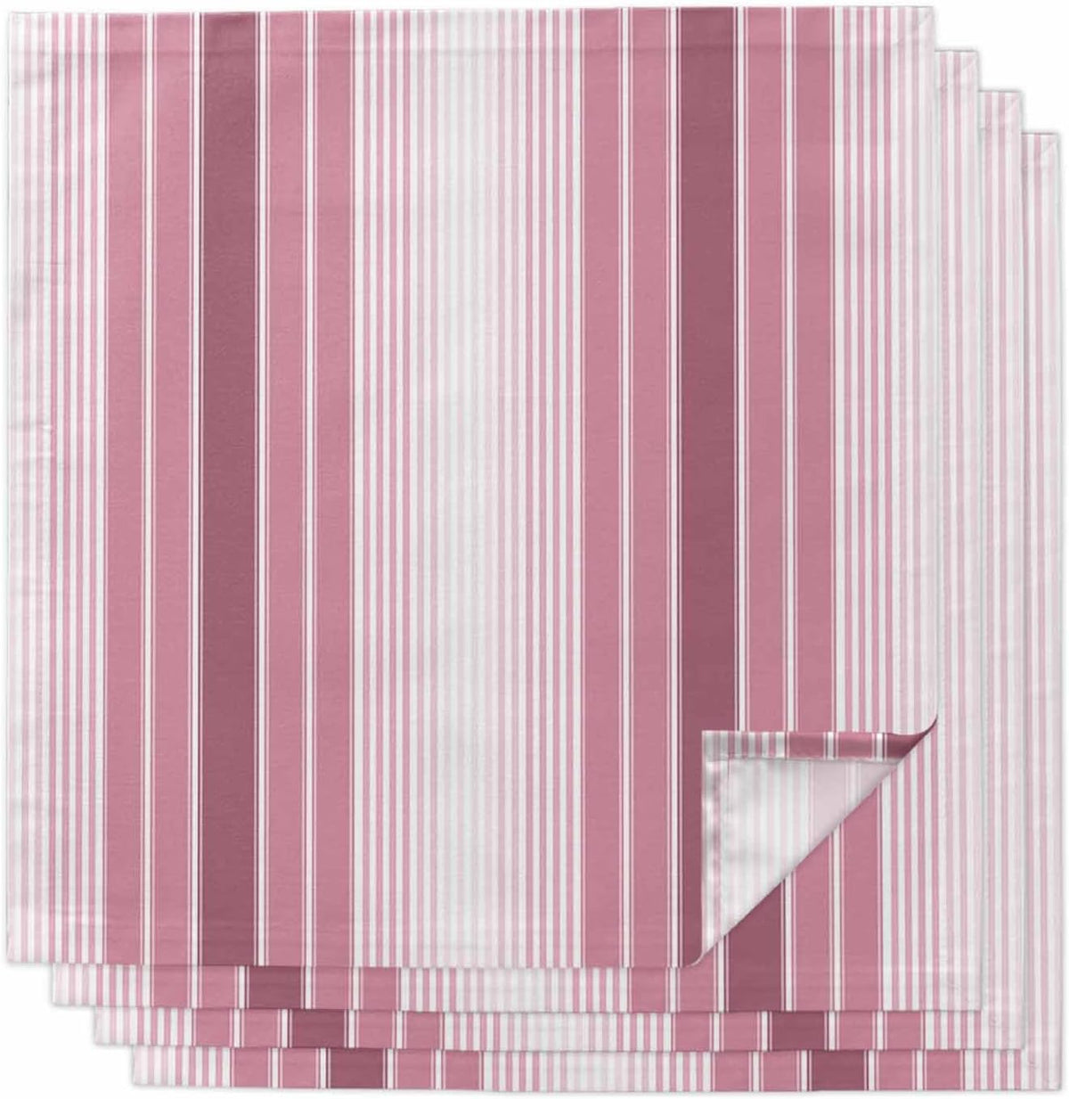 Pink Ombre Stripe Kitchen Dinner Napkins Set of 4, Farmhouse Simple Striped Cloth Washable Table Napkins for Weddings Cocktail Parties Holiday Table Decor 20x20 Inch