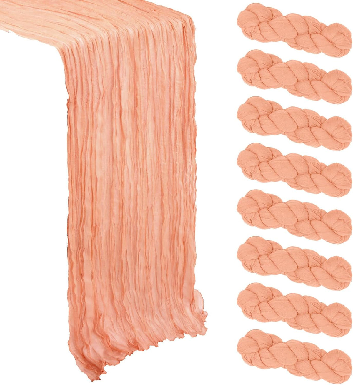 8 Pack 23 x 120 Inch Coral Table Runner 10Ft Cheesecloth