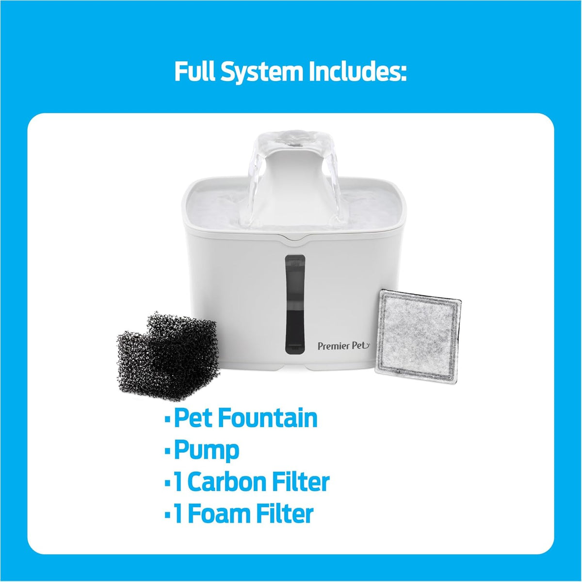 Premier Pet 60 oz. Pet Fountain Automatic Water Fountain for Dogs & Cats