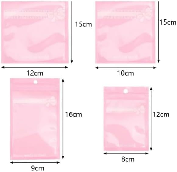 20PCS Cute Pink Jewelry Bags ，Bow Tie Candy Cookies Packing Bags Ornament Beads Storage Pouches Gifts Wrap Cellophane Bags Snack Bag Mylar For Display Storage Small Business Supplies (White-12*18cm)