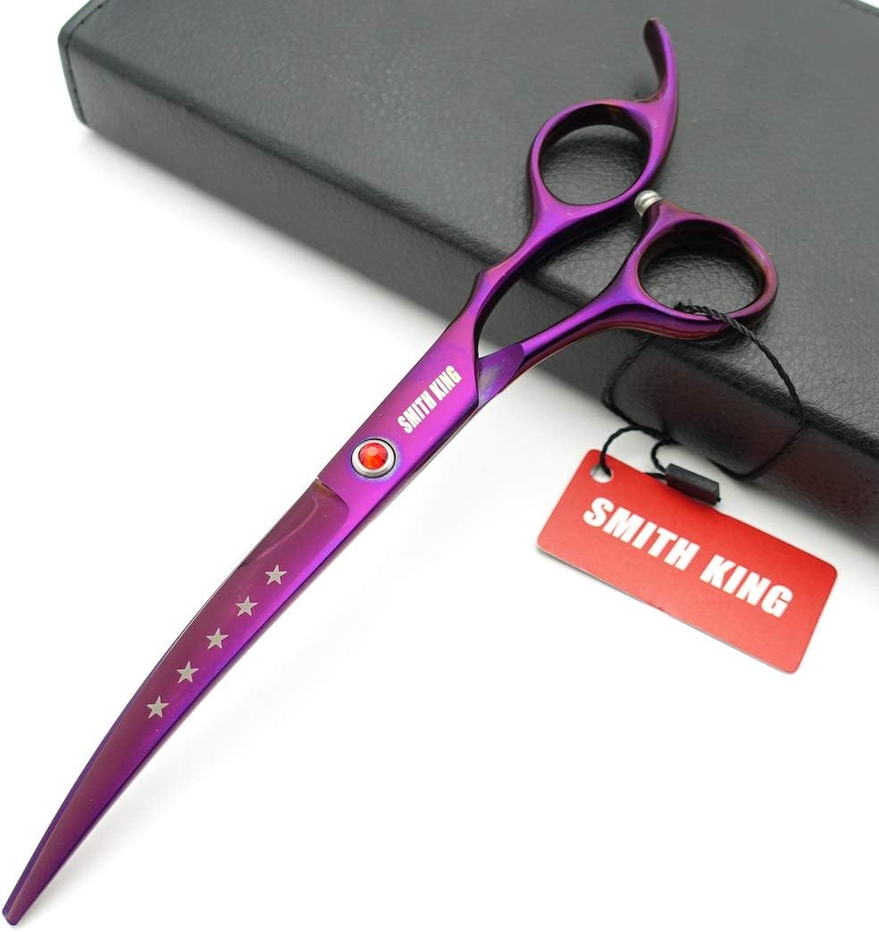 7.0in Professional Pet Grooming Scissors set,Straight & Thinning & Curved scissors 4pcs set for Dog grooming (Violet)