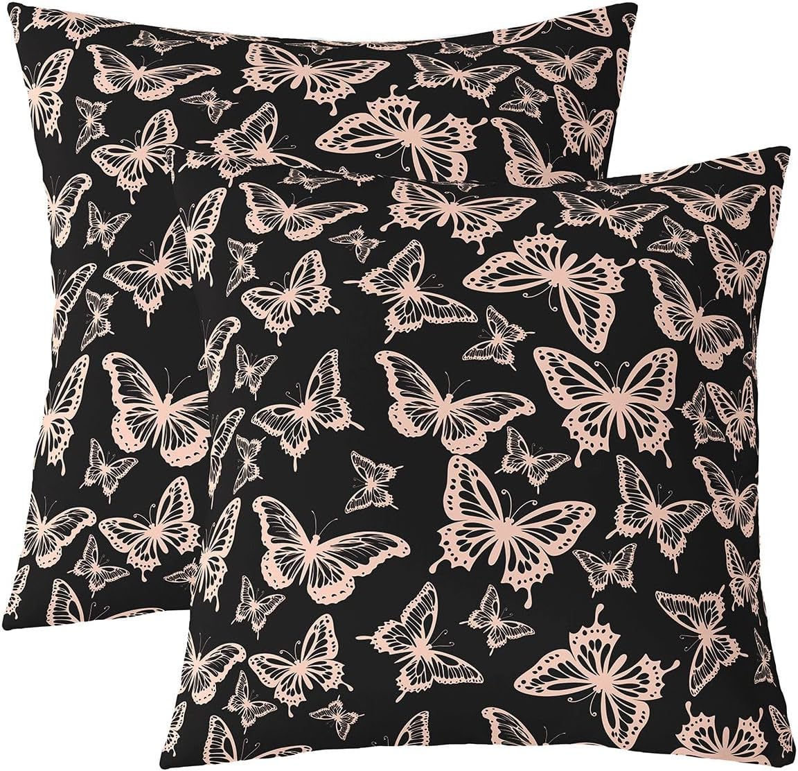 Girls Butterfly Throw Pillow Covers 1 pcs 22"x 22" Kids Light Pink Cushion Case for Sofa Couch Bed Chair Car, Beautiful Butterflies Pattern Decor Pillowcase Room Decor