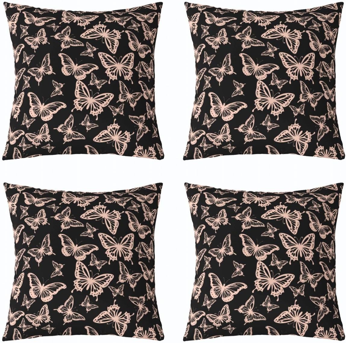 Girls Butterfly Throw Pillow Covers 1 pcs 22"x 22" Kids Light Pink Cushion Case for Sofa Couch Bed Chair Car, Beautiful Butterflies Pattern Decor Pillowcase Room Decor