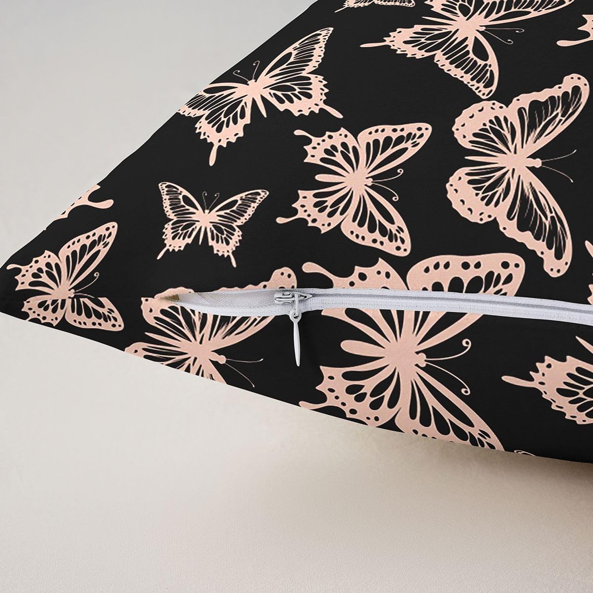 Girls Butterfly Throw Pillow Covers 1 pcs 22"x 22" Kids Light Pink Cushion Case for Sofa Couch Bed Chair Car, Beautiful Butterflies Pattern Decor Pillowcase Room Decor