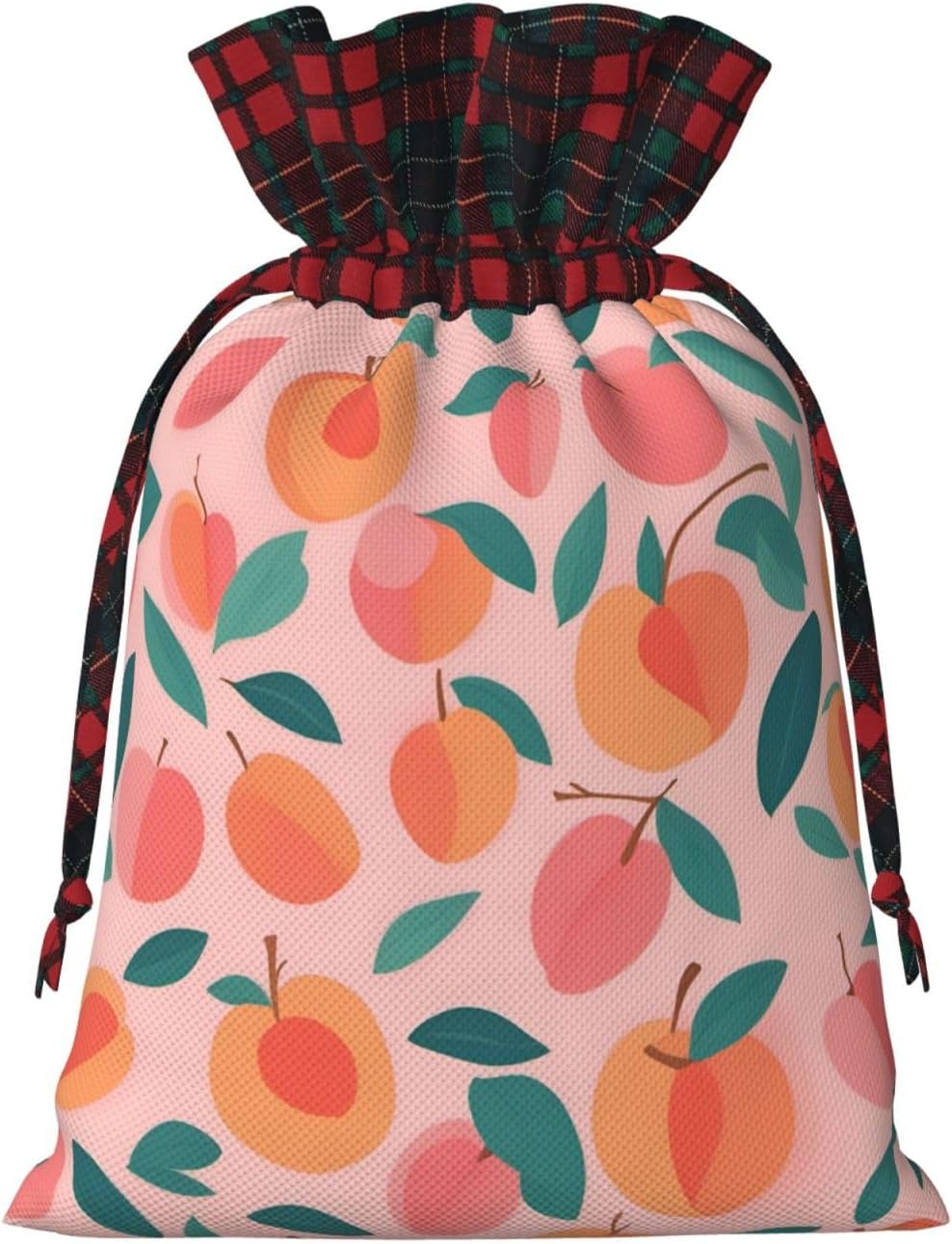 Peach Pattern Seamless 1pcs Christmas Drawstring Tote 4.7x 6.9in,Robust Bag For Gifts And Everyday Used Essentials
