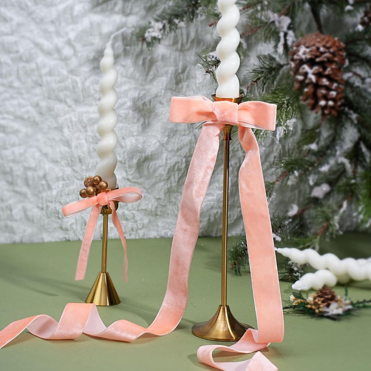 Peach Pink Velvet Ribbon, 1" Wide for Wreaths & Bows
