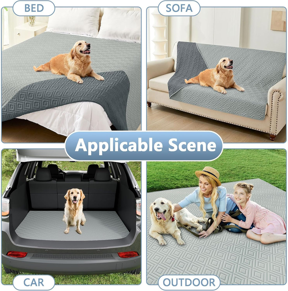 hyha Waterproof Dog Blanket, Soft Pet Bed Blankets, Waterproof Sofa Couch Cover for Dogs Washable, Reversible Pet Couch Covers for Sofa Furniture (52x82 Inch, Grey/Dark Grey)