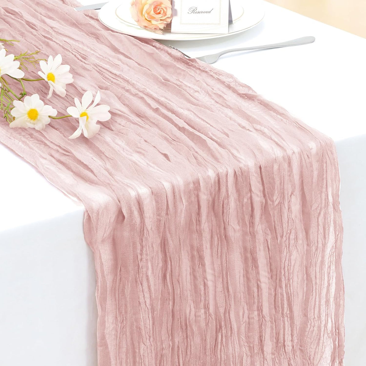 3 Pack Dusty Pink Cheesecloth Table Runner 35" x 120"