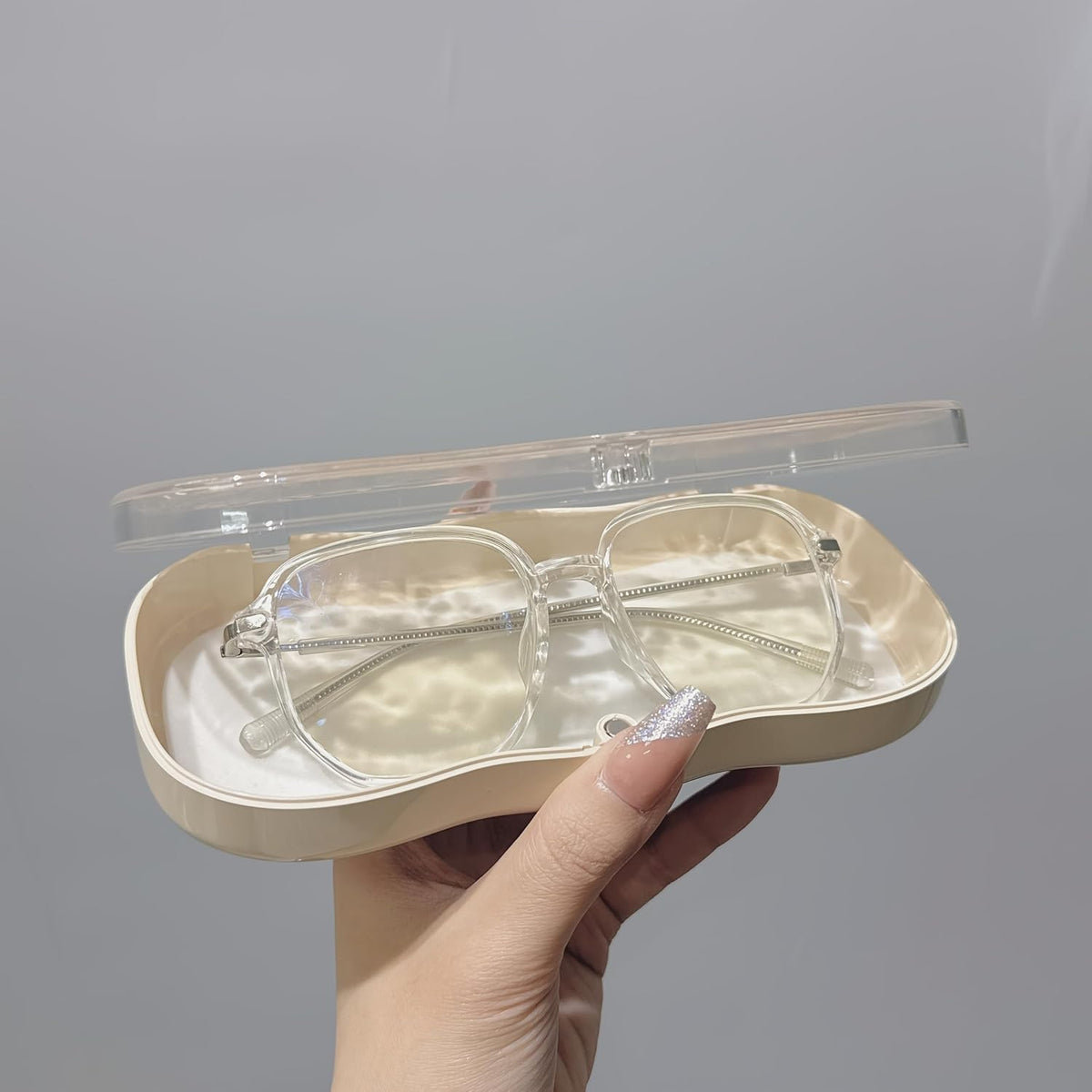 Glasses Case Hard Shell, Clear Eyeglass Case, Cute Holder for Sunglasses and Reading Glasses