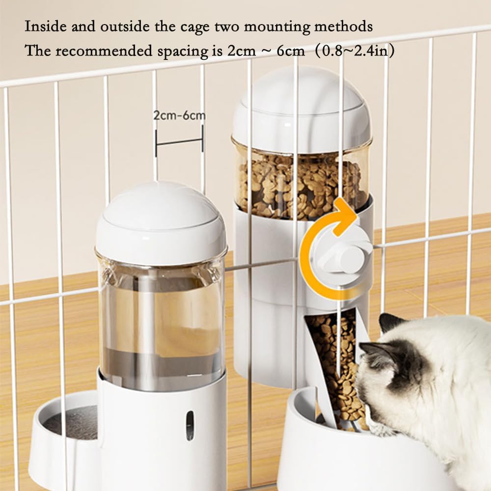 Pet Dog Cat Hanging Automatic Feeders Drinking Bowls, Auto Gravity Rabbits Feeder Water Set, Cage Pet Feeding Bowls Dispenser for Cats Dogs Puppy, Rabbit Hamsters Chinchilla Hedgehog (Pink-Food)