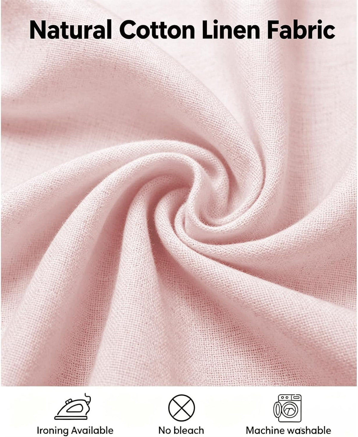 Pink Tablecloth Round Table 55" x 55" Linen Look Texture Cotton Tablecloth Waterproof Wrinkle Free Heavy Duty Tables Cover with Tassel for Kitchen Dining Holiday Party