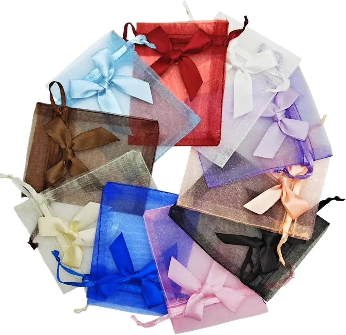 Cookie Packaging Bag 100pcs Bowknot Organza Gift Bag 7x9 9x12 10x15 Jewelry Bags Wedding Party Jewelry Candy Drawstring Packaging Pouch Gift Bag(Peach,9x12cm)