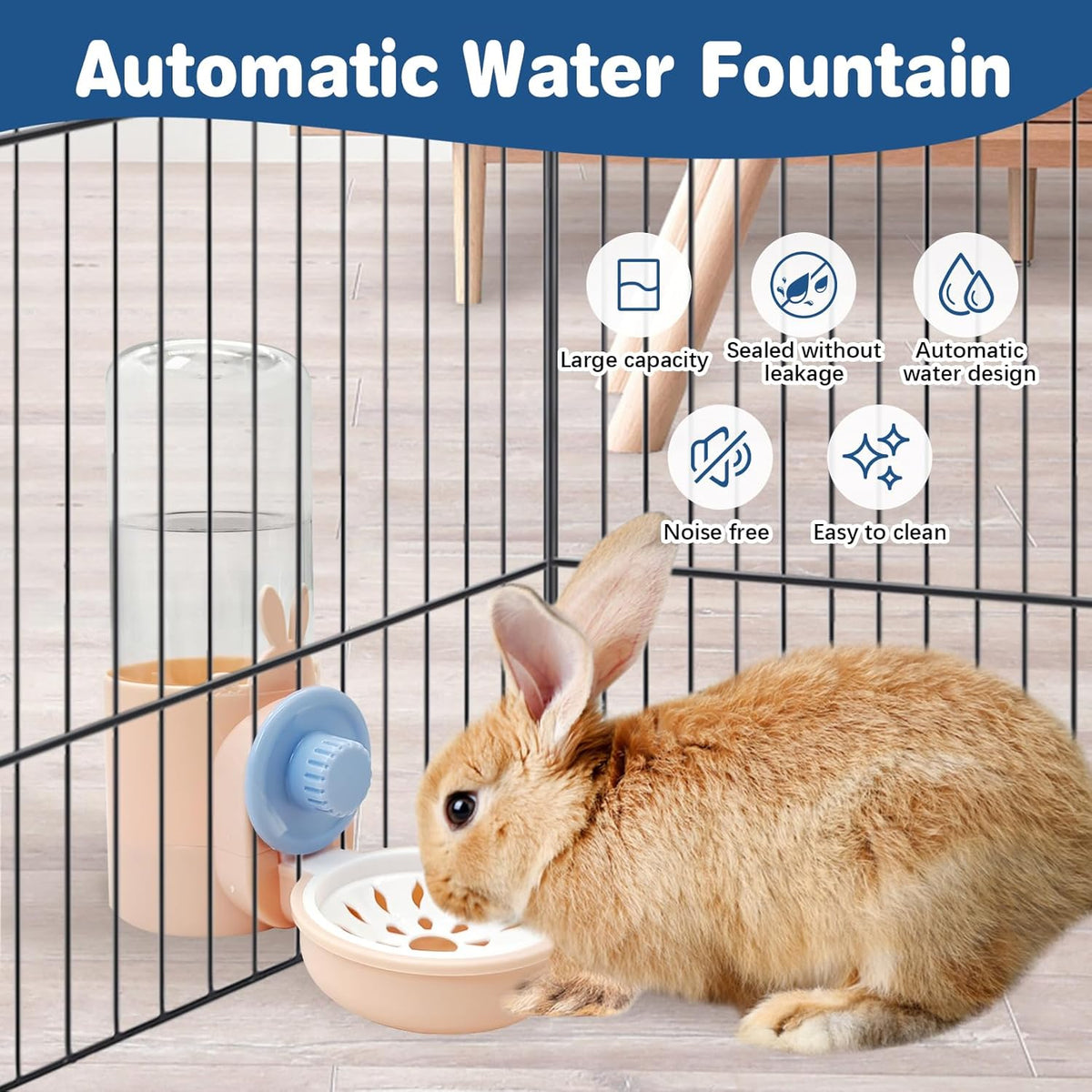 kathson Rabbit Water Dispenser for Cage 17 Oz Hanging Guinea Pig Water Bottle No Drip Gravity Automatic Bunny Water Bottle No Leak Small Animal Water Bottle for Chinchilla Ferret Hamster (Pink)
