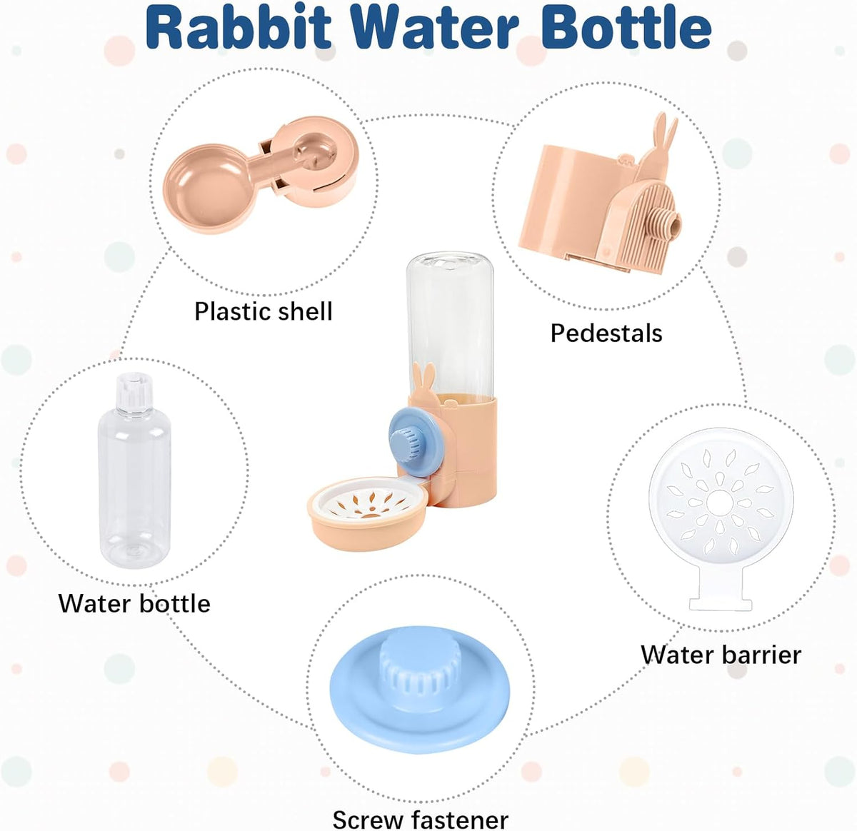 kathson Rabbit Water Dispenser for Cage 17 Oz Hanging Guinea Pig Water Bottle No Drip Gravity Automatic Bunny Water Bottle No Leak Small Animal Water Bottle for Chinchilla Ferret Hamster (Pink)